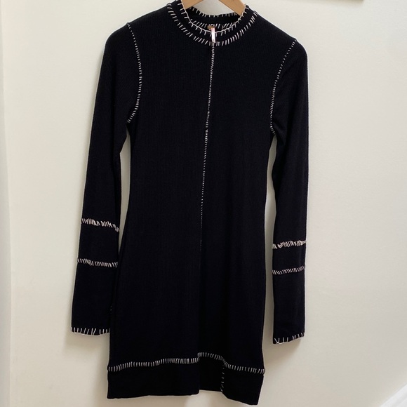 Free People Black Dress with Cream Stitching, Medium - Picture 7 of 12